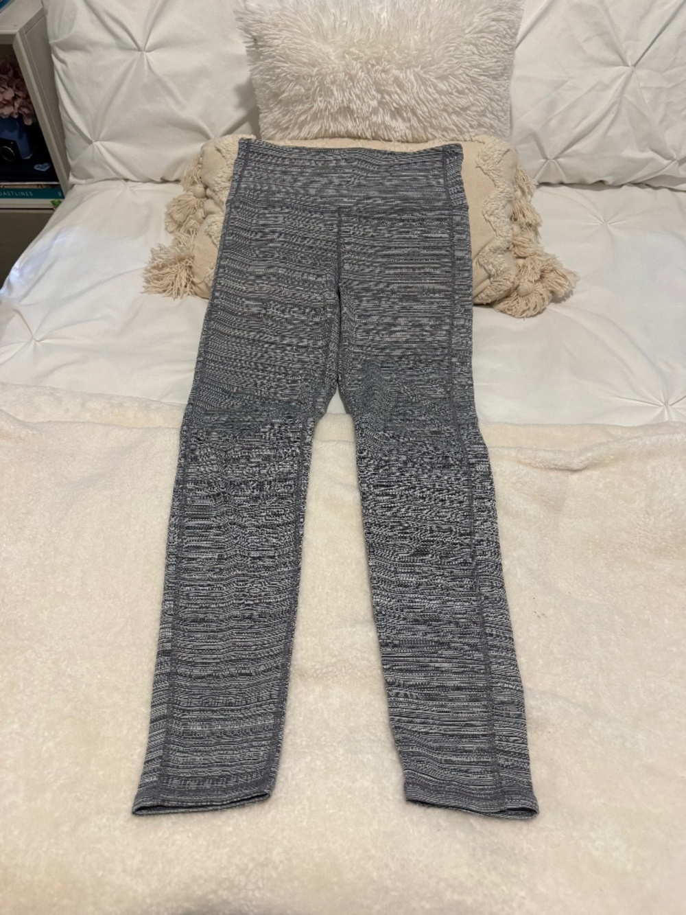 Athleta High Waisted Textured Space Dye Leggings Grey White Women's Size Small